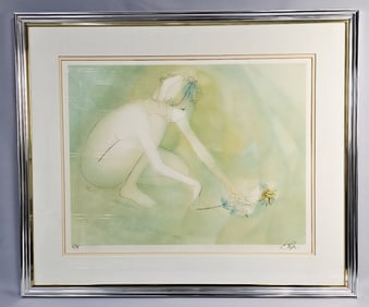 Jean Baptiste Valadie Limited Edition Print of Nude Woman with Flower 61/75