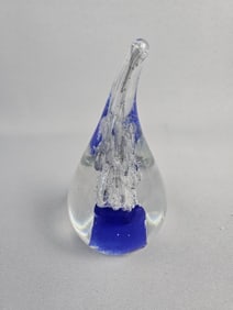 Jablonski Signed Teardrop Art Glass Paperweight