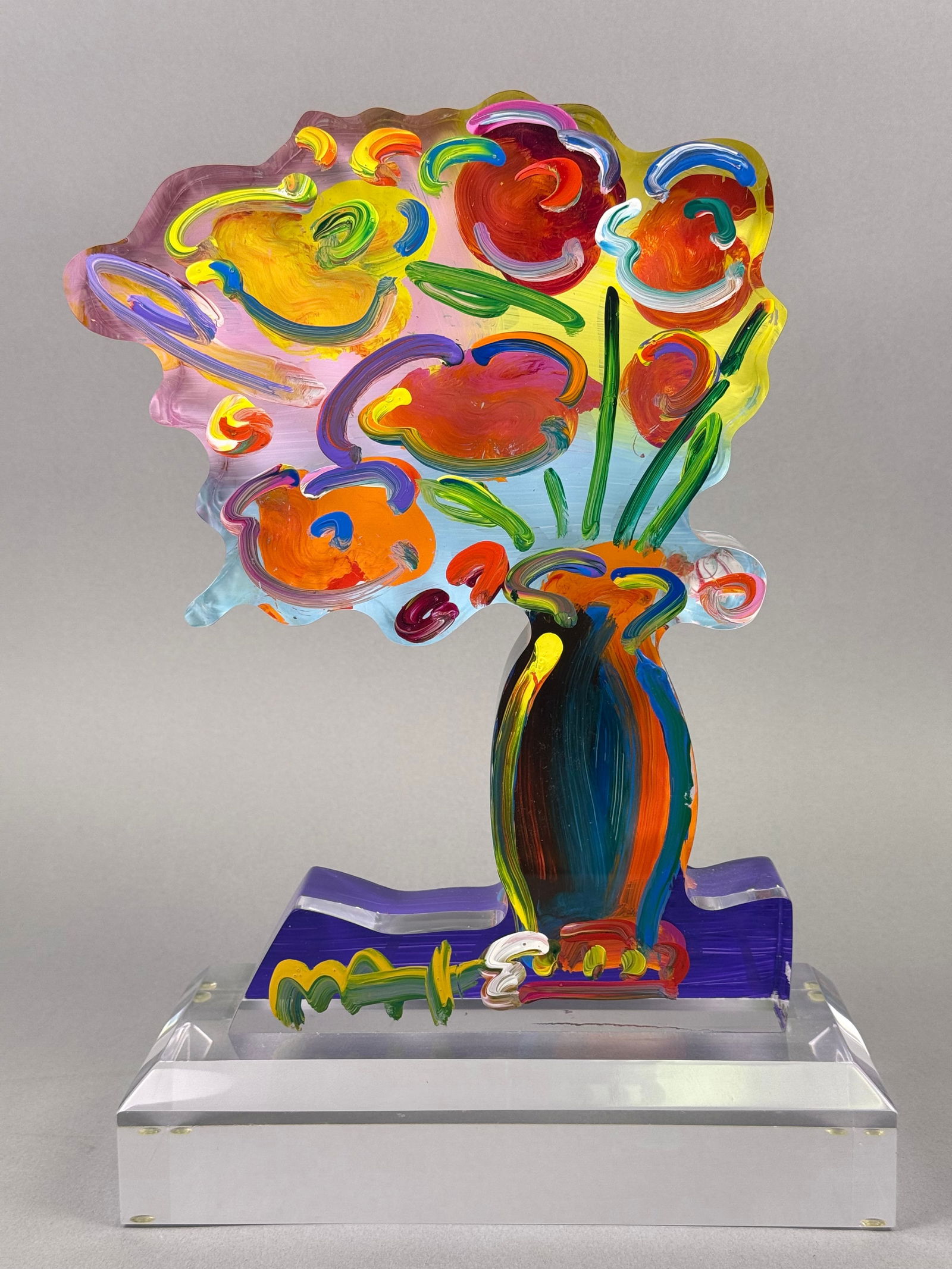 Peter Max 'Vase of Flowers' Acrylic Sculpture, Dated 2014 (1 of 6)