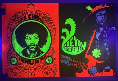 Original Jimi Hendrix Psychedelic Blacklight Poster Like Chewing Aluminum Foil Are You Experienced?