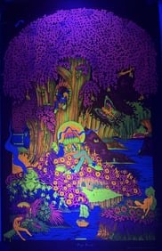 Psychedelic Blacklight Poster Magic Forest 1971 Measures approximately 34.75 x 22.25 inches. Light