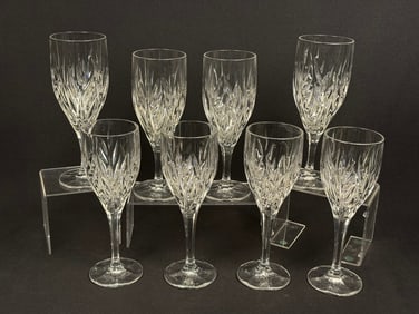 A Set of Eight Gorham Star Blossom Crystal Wine Glasses