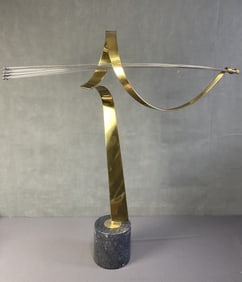 Curtis Jere Mid Century Sculpture Shooting Star Brass brutalist mid century sculpture on marble