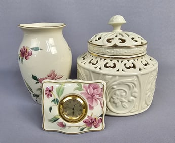 Three Lenox Decorative Items, including an Illuminations Versailles Round Candlebox