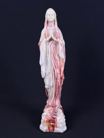 Our Lady of Lourdes Statue, Cast Composite, Marbled Effect