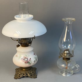 A Pair of Late 19th/Early 20th Century Oil Lamps, including a GWTW Style Parlour Lamp with P&A Mfg.