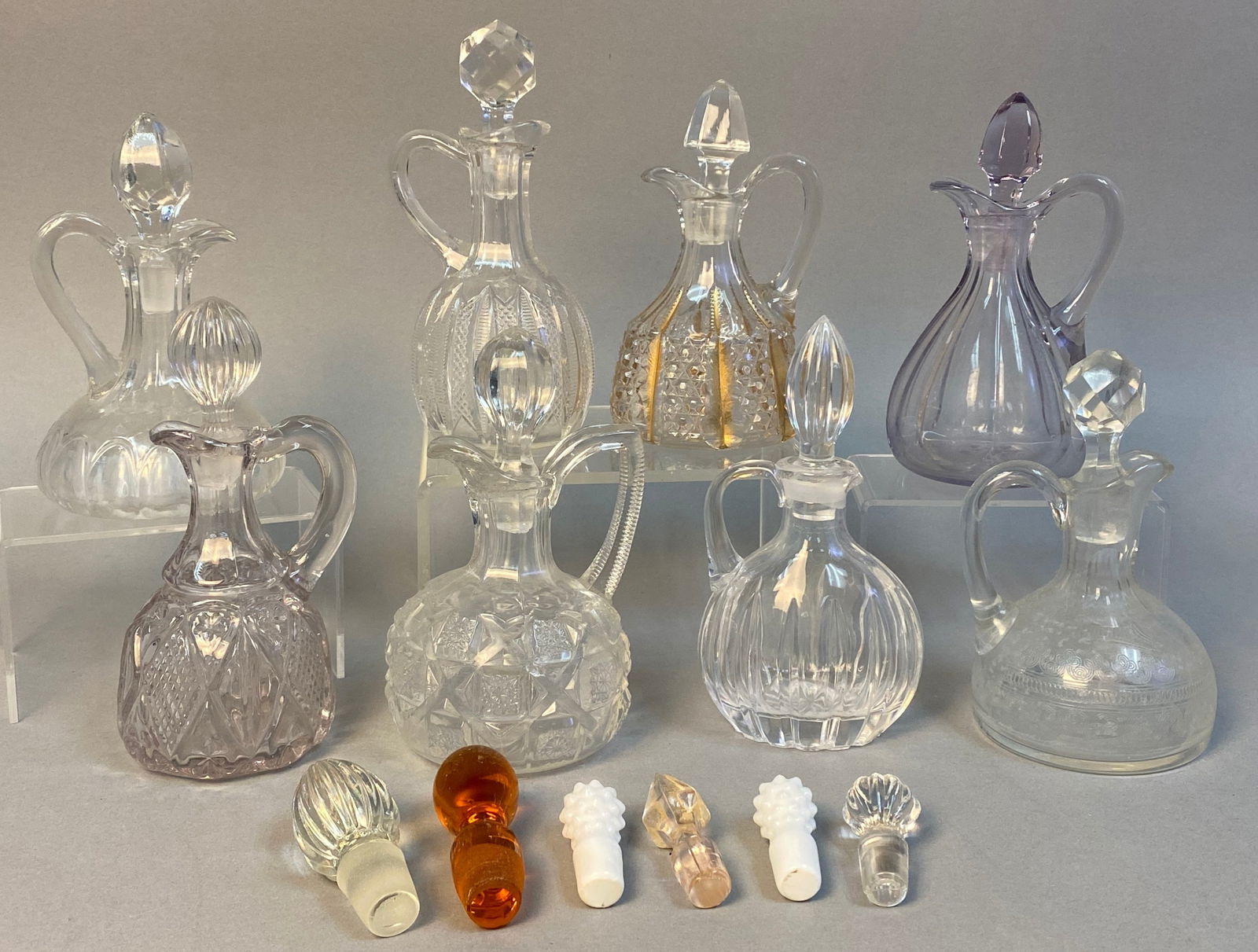 A Collection of American Cut Glass Cruets and Decanters with Stoppers (1 of 5)