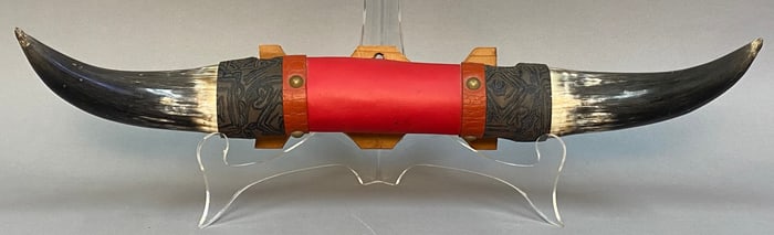 A Pair of Mounted Domestic Bull Horns, Western Wall Decor