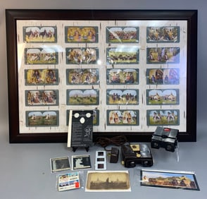 A Collection of Antique Native American Indian Stereoviews, Magic Lantern Slides, and Photographic