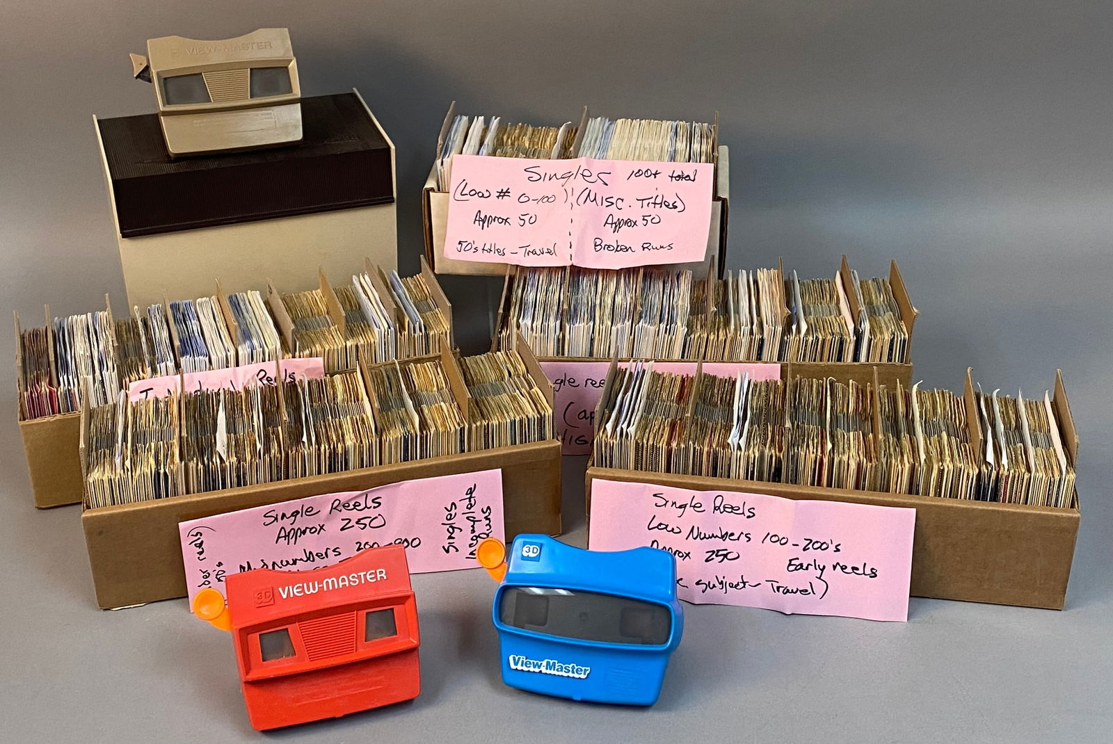 A Large Collection of Vintage View-Master Items, Including Three Viewers, Storage Case, and Over (1 of 8)
