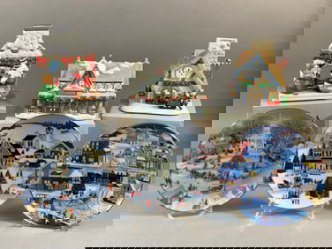 A Collection of Christmas-Themed Decorative Objects, including PartyLite Tealight Houses and