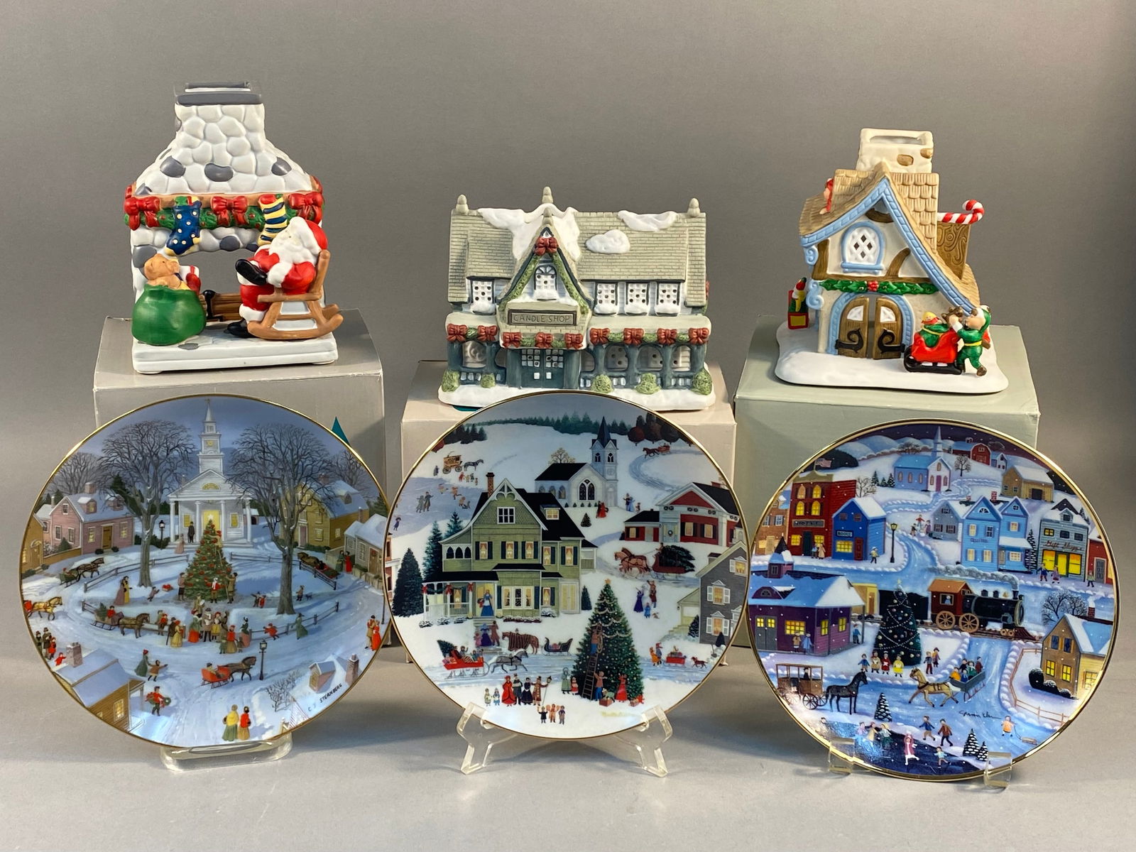 A Collection of Christmas-Themed Decorative Objects, including PartyLite Tealight Houses and (1 of 11)