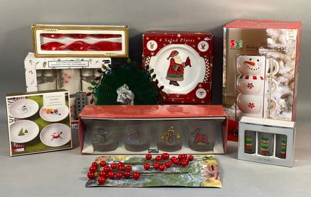 A Collection of Contemporary Holiday Decorative and Dinnerware Items