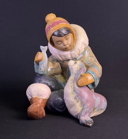 Lladro Gres Figurine 'Cold Weather Companions', Model 12361