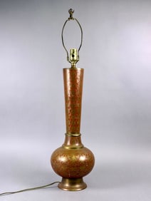 Mid-20th Century Indian Etched Brass Table Lamp