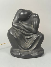 Black MCM Ceramic Sculptural Lamp