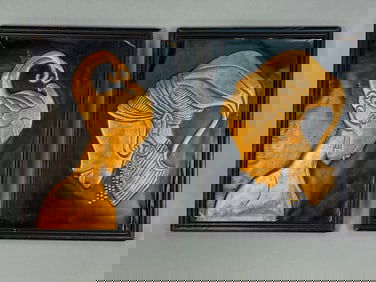 Pair Copper Repousse Profile Wall Art