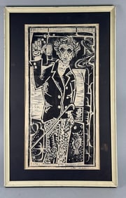 R Proctor, 'Hit & Run', Artist's Proof Linocut or Woodcut Print, dated 1958