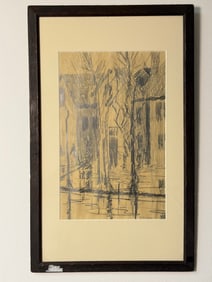 Expressive Cityscape Drawing, Charcoal or Graphite