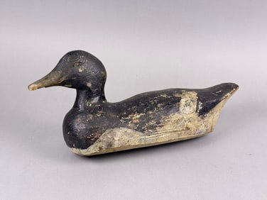 Hand-carved Wooden Ring-necked Duck Decoy, Folk Art Style