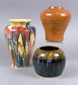 Three Studio Art Pottery Vases 20th Century