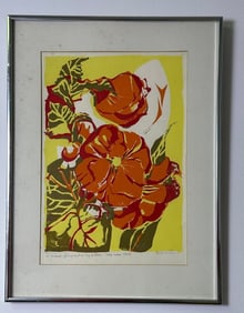 A Modern Silkscreen or Lithograph Print by Sally Swiss, Titled 'Begonias', Edition 19/30