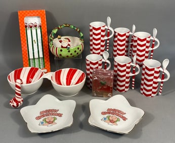 A Collection of Modern Christmas Serving and Decorative Items, including Fitz and Floyd and Ziggy by