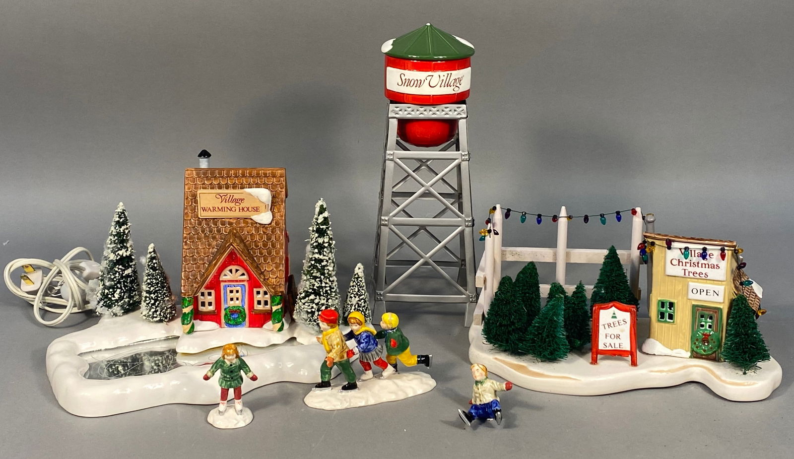 Department 56 The Original Snow Village Christmas 'Tree Lot' and 'Warming House' buildings with (1 of 4)