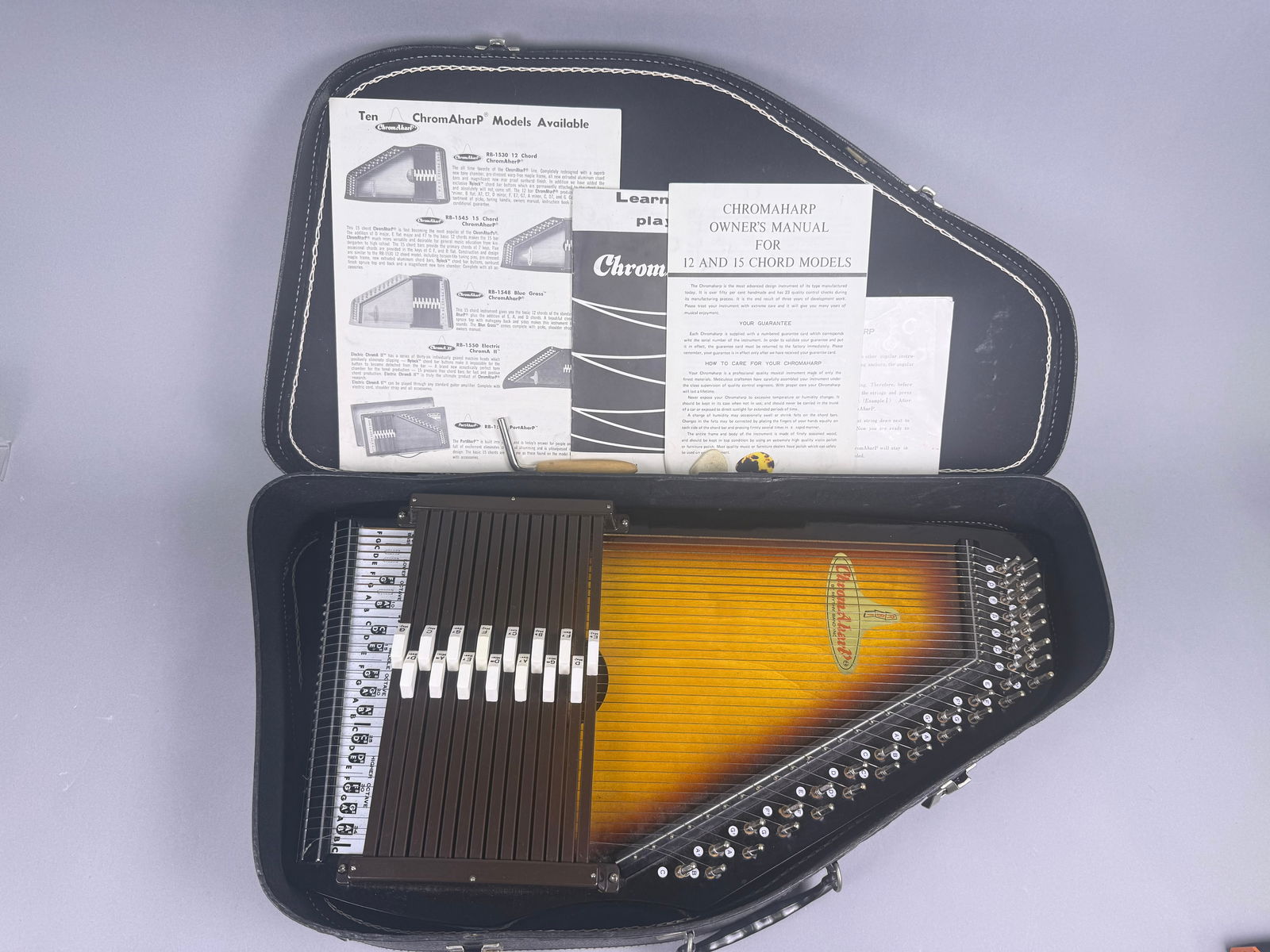 ChromAharP by Rhythm Band Inc. Sunburst Autoharp with Case and Documentation (1 of 10)