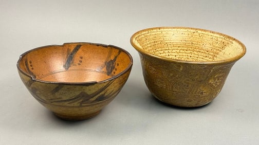 A Pair of Handcrafted Glazed Ceramic Bowls