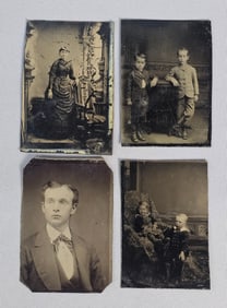 A Group of Four 19th Century Tintype Studio Portraits