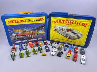 A Pair of Matchbox Lesney Collector's Cases with a Collection of Die-Cast Vehicles