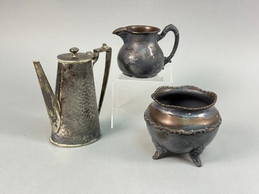 A Three-Piece Mixed Electroplated Tea and Coffee Service