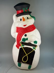 Vintage TPI Christmas Lighted Snowman with Sled Blow Mold, circa 2000