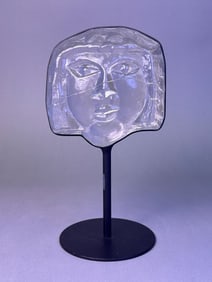 Erik Hoglund for Kosta Boda Art Glass Face Sculpture
