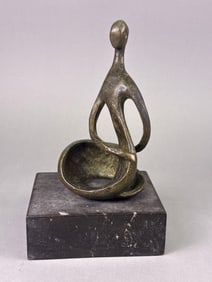 A Modern Abstract Bronze Figurative Sculpture on Marble Base