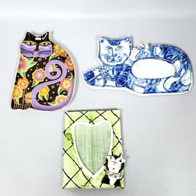Three Cat-Themed Decorative Items, including a Royal Doulton Feline Fantasy Plate by Laurel Burch