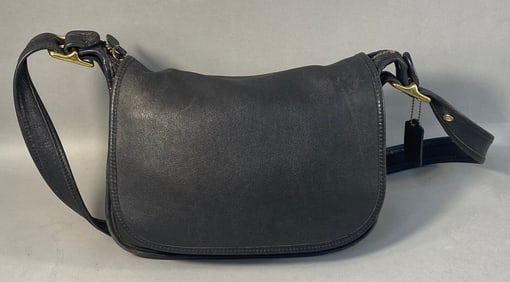 A Vintage Coach Patricia's Legacy Black Leather Saddle Bag, Style 9951