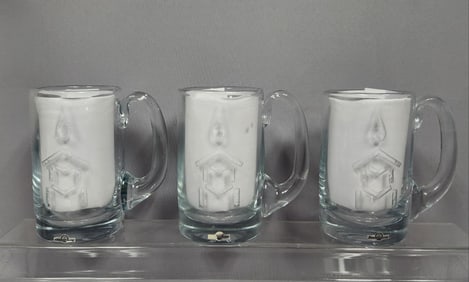 Three Strombergshyttan 1972 Olympic Limited Edition Crystal Tankards