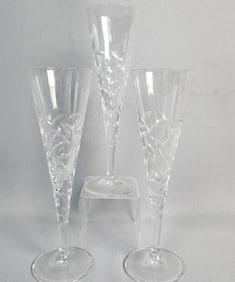 Three Royal Doulton Central Park Crystal Flutes