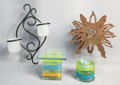 A Group of Partylite Glass and Metal Candle Holders