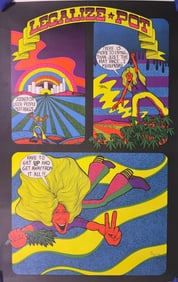 Original 1970 LEGALIZE POT Psychedelic Blacklight Poster