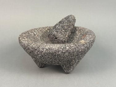 A Mexican Basalt Lava Stone Molcajete and Tejolote Set