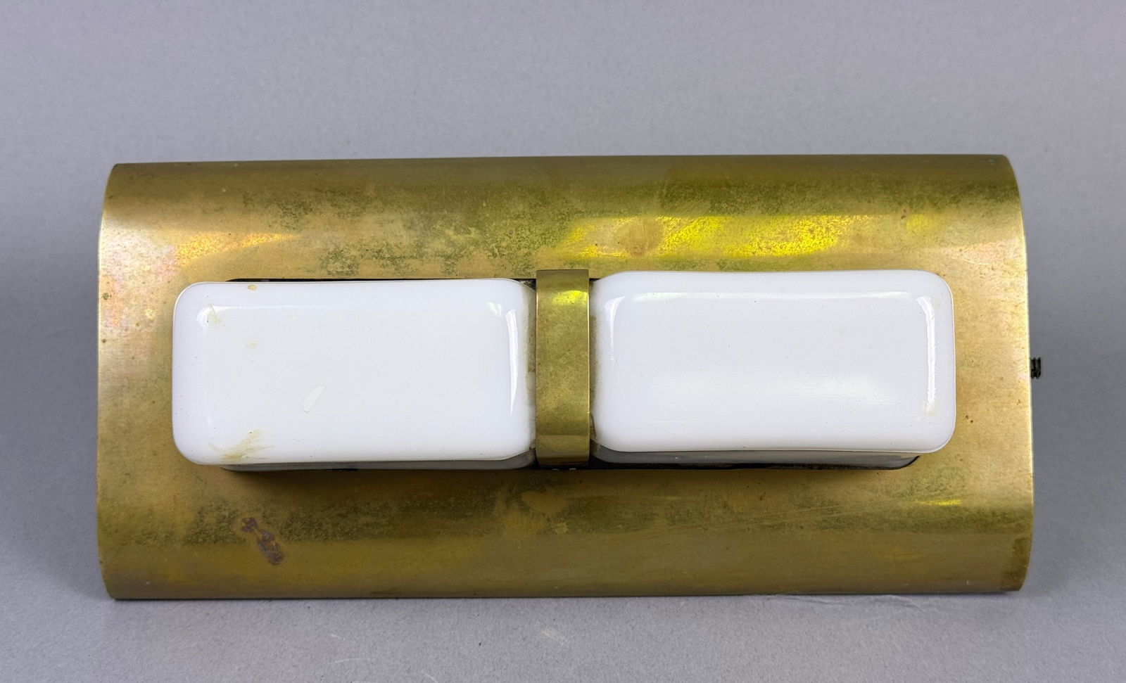 Mid-Century Modern Industrial Brass and Opaline Glass Wall Sconce (1 of 6)