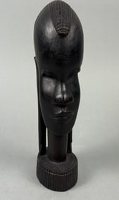 African Hand Carved Ebony Bust, Kenyan