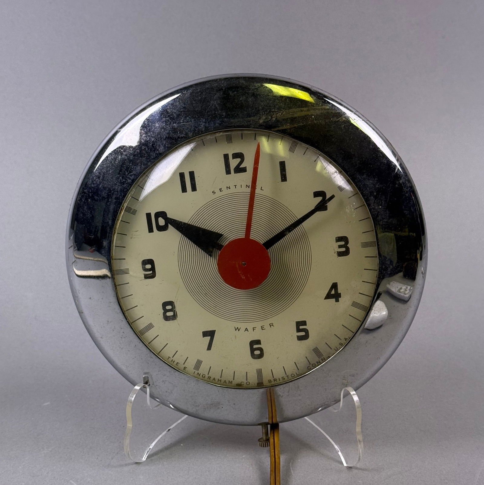 An Ingraham Sentinel Wafer Electric Wall Clock, Designed by Henry Dreyfuss, Mid-20th Century (1 of 6)