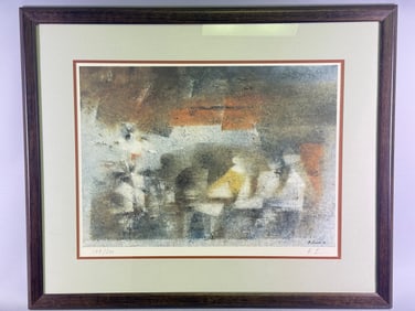 Signed H. Leonard Limited Edition Abstract Print, Dated 1968