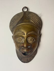 African Baule Brass Mask Plaque Pendant