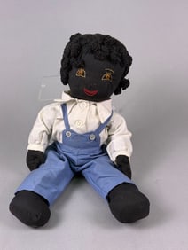 Vintage Hand Made African American Boy Folk Art Rag Doll
