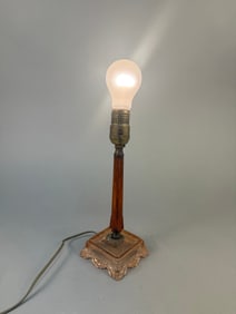 Vintage Art Deco Bakelite and Pink Glass Boudoir Lamp